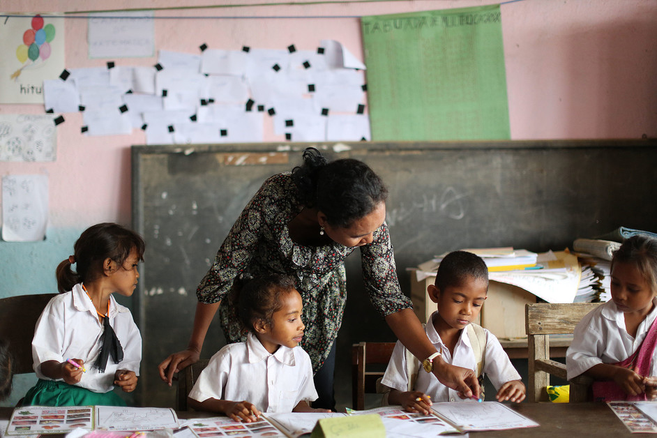 Des élèves dans une école au Timor Leste