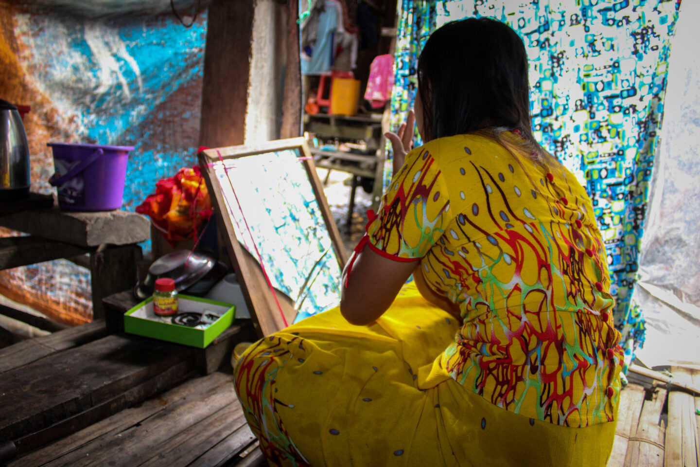 Une femme victime de violences au Myanmar